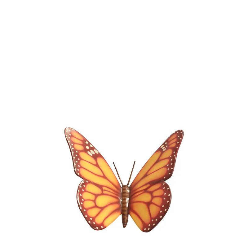 Butterfly Insect Over Sized Statue, Brown/White/Yellow/Orange