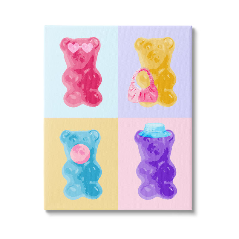 Zoomie Kids Pop Style Candy Bears Canvas Wall Art Design By Daphne Polselli, L 36 po x H 48 po