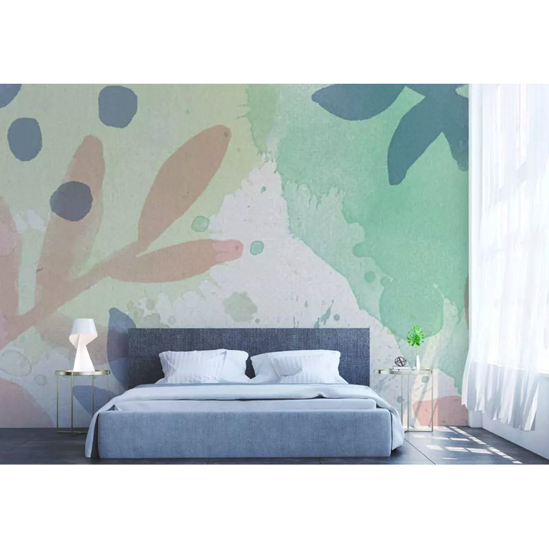 Papier peint texturé amovible abstrait aquarelle, l 150 po x L 98 po