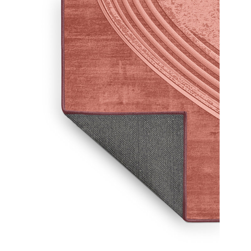 Soft Plush Feingold Valentines Modern & Contemporary Abstract Area Rug in Red – Rose Binding, 5x7