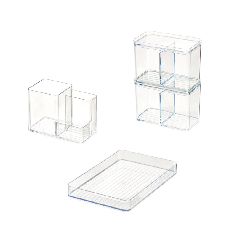 iDesign Makeup Organizer Set for Countertops and Drawers – Luci Collection – Set of 3- Clear