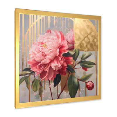 Perfection de la pivoine rose et jaune sur toile