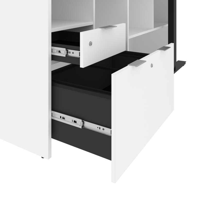 Operle Modular L-Shaped Writing Desk, Bark Gray/White