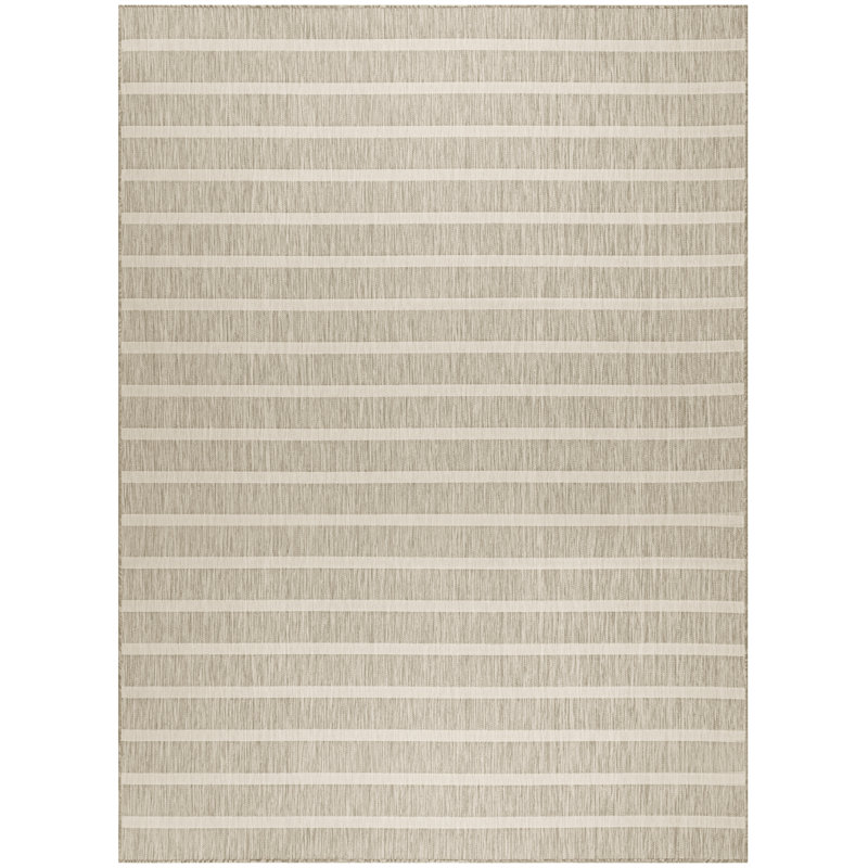 Tapis intérieur / extérieur rectangulaire Shaila, Rectangle 9 pi x 12 pi, Gris / Ivoire
