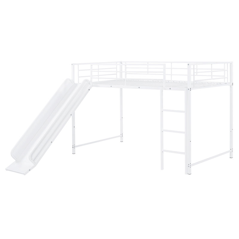 Lit superposé double au-dessus de double avec glissières et barrières de sécurité, blanc, Double sur double