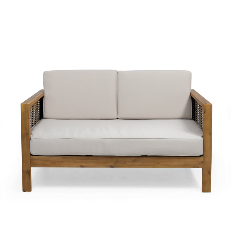 Ensemble de conversation d'extérieur avec coussins 800 personnes Keaire, Beige, Teck