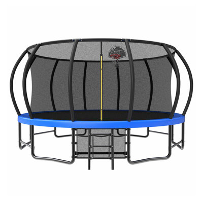 16 FT Outdoor Trampoline with Safety Enclosure Net and Rust-Resistant Steel Frame