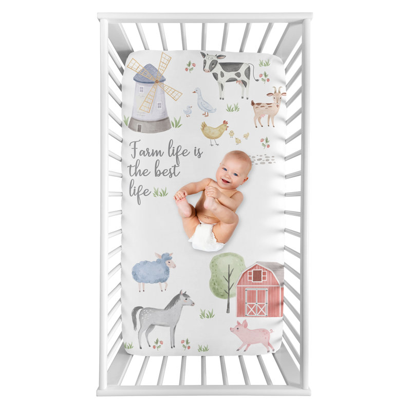 Drap-housse pour lit de bébé Farm Animals