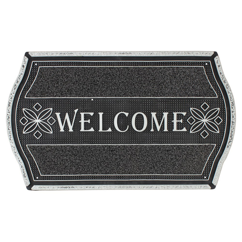 Metallic Welcome Door Mat Outdoor Doormat, Silver