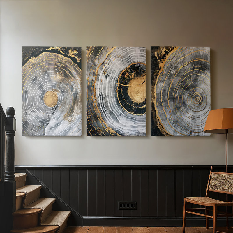ABSTRACT Series CCXLVII - Toile tendue sur mesure - 3 pièces, H 12 po x l 24 po