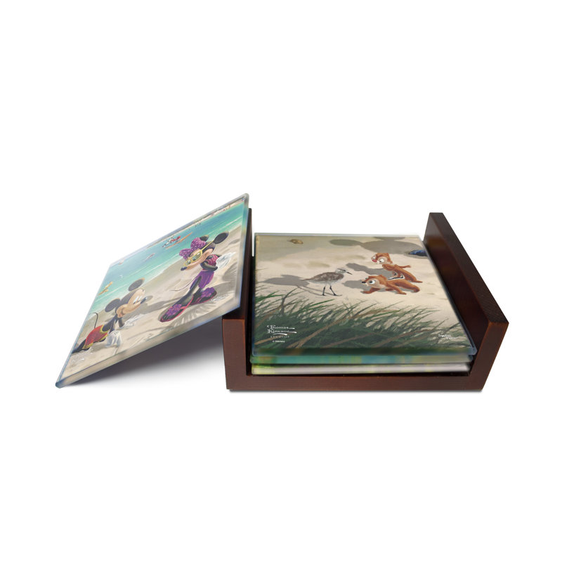 (Symboles) Ensemble de sous-verres en verre Starfire, Disney / Mickey et Minnie en Floride