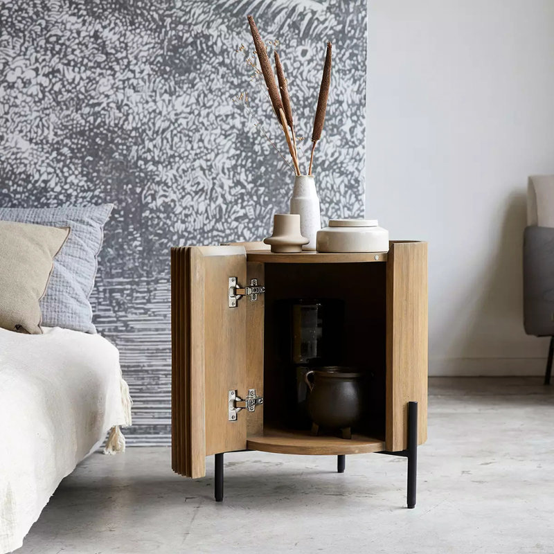 Ezma 47cm W Solid Wood Bedside Table
