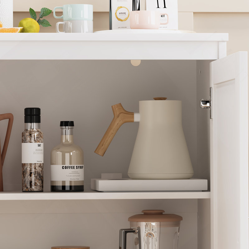 Kitchen Storage Cabinet With Double Doors, Coffee Bar Cabinet With Adjustable Shelves, Sideboard Buffet For Dining Room, Living Room, Entryway