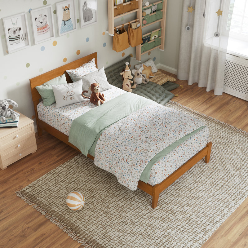 Orlando Low Profile Solid Wood Platform Bed, Twin, Light Toffee