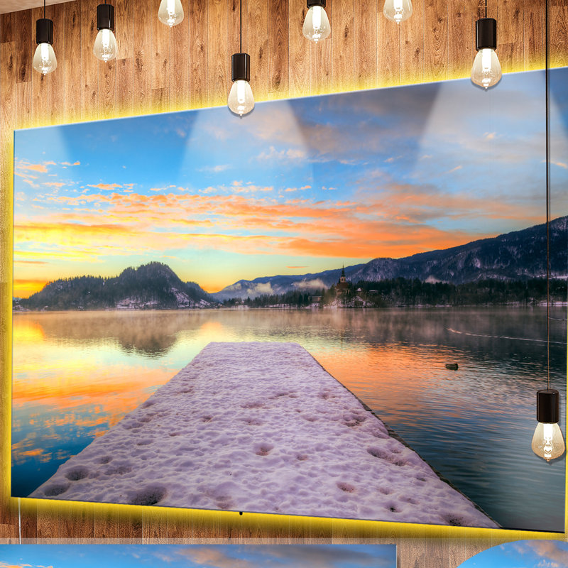 Bled et son lac - Imprimé, H 23 po x l 23 po x P 1 po, Métal