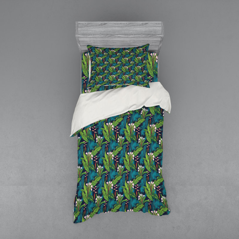 Ensemble de housse de couette vert / bleu, Housse de couette simple + 6 pièces supplémentai
