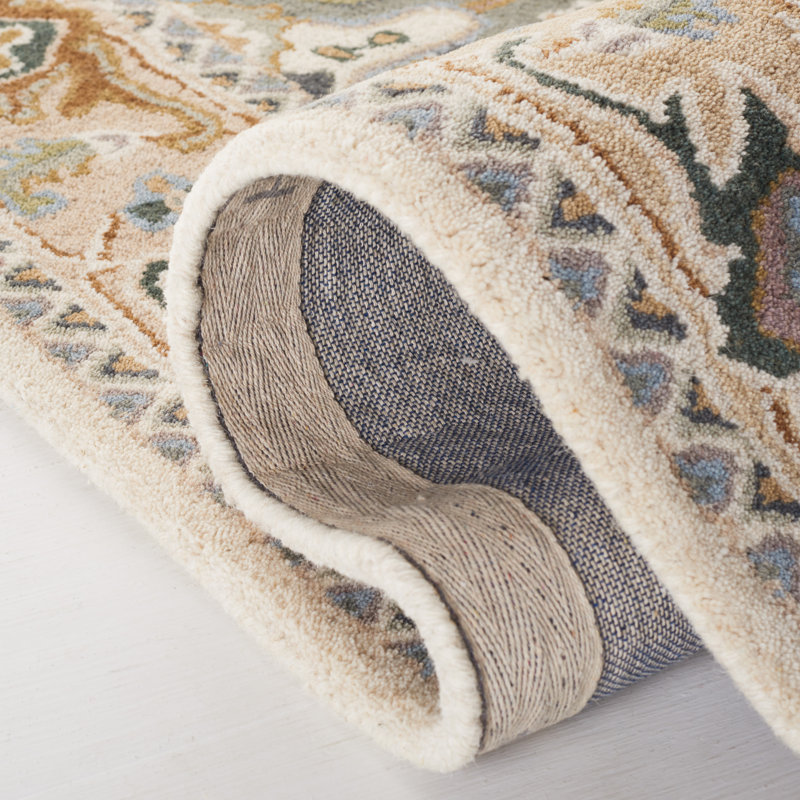 Ivory Hand-Tufted Wool Rectangular Traditional Rug