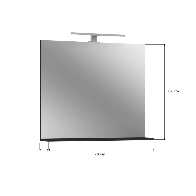 Elco Rectangle Wall Mirror, Black Melamine