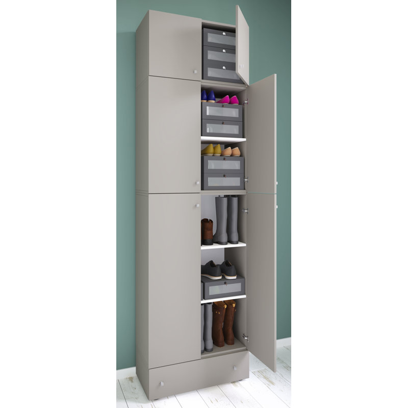 Lona 14 Pair Shoe Rack, Grey/Brown/Blue