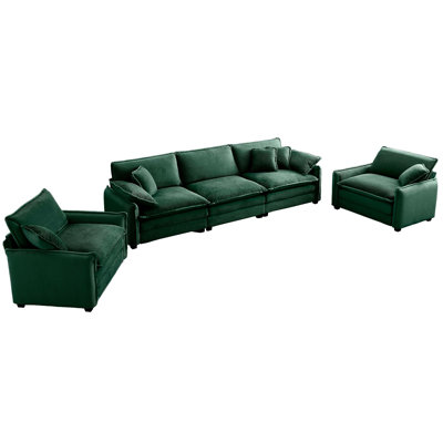Ares 3-Piece Corduroy Sofa Set with Cushions & Pillows by Latitude Run
