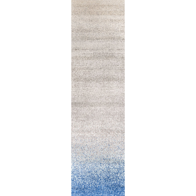 Yerby Modern Gradient Blue/Cream Rug, Runner 2'3" x 8'