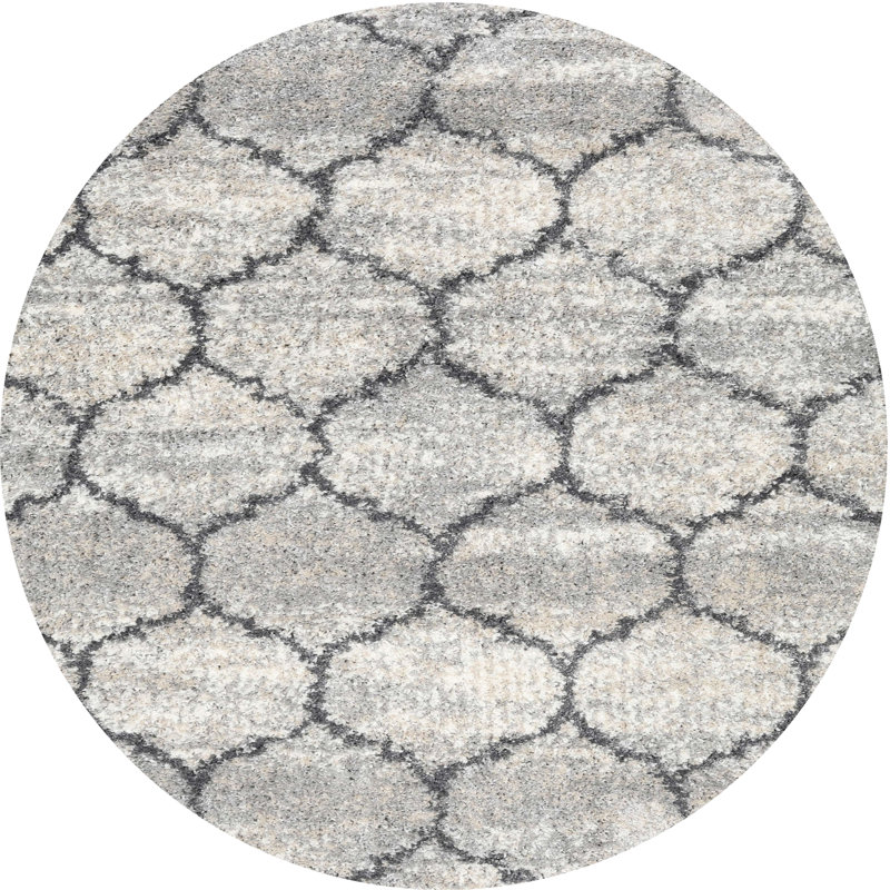 Tapis zone gris clair contemporaine, Rond 8 pi