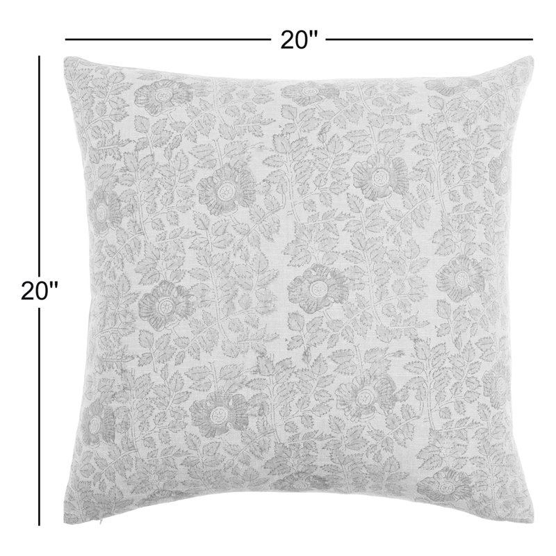 Tallie Floral Linen Reversible Pillow Cover, 20" x 20", Pillow Cover Only - No Insert