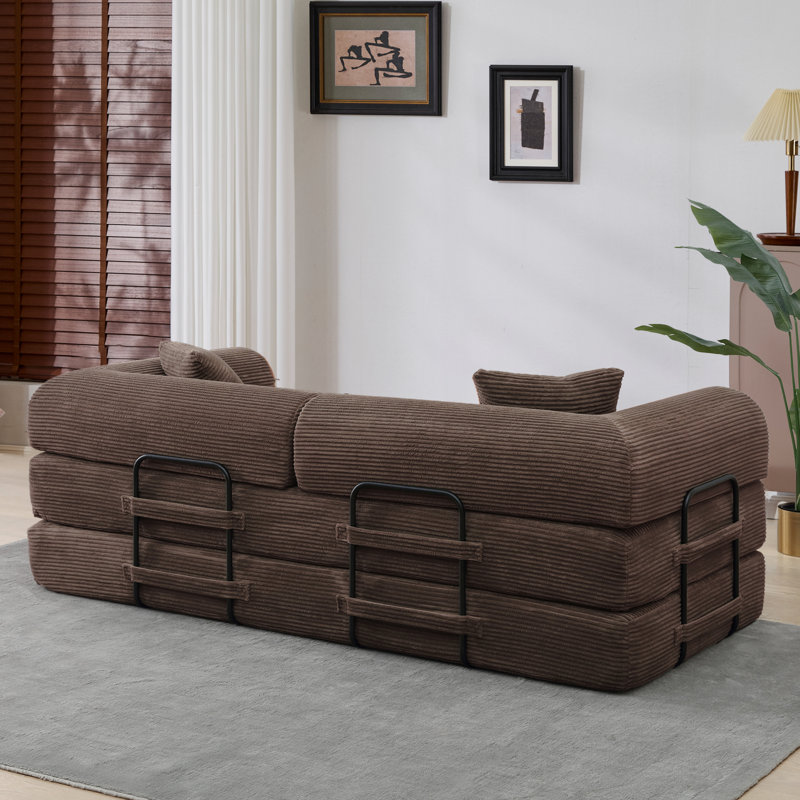 Convertible Sleeper Sofa, Foldable Floor Couch No Assembly, Warm Brown
