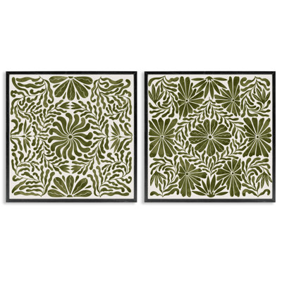  Ensemble de 2 giclées à motif de fleurs ondulées par Grace Popp