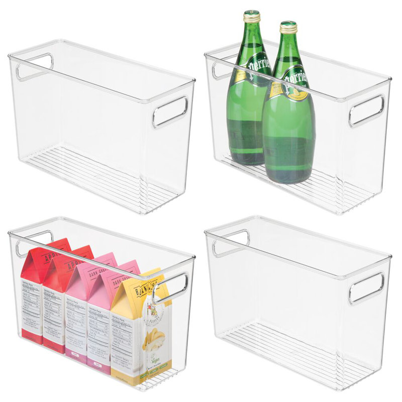iDesign Set of 4 Pantry Storage Bins with Handles - Clear, 3.74 qts.