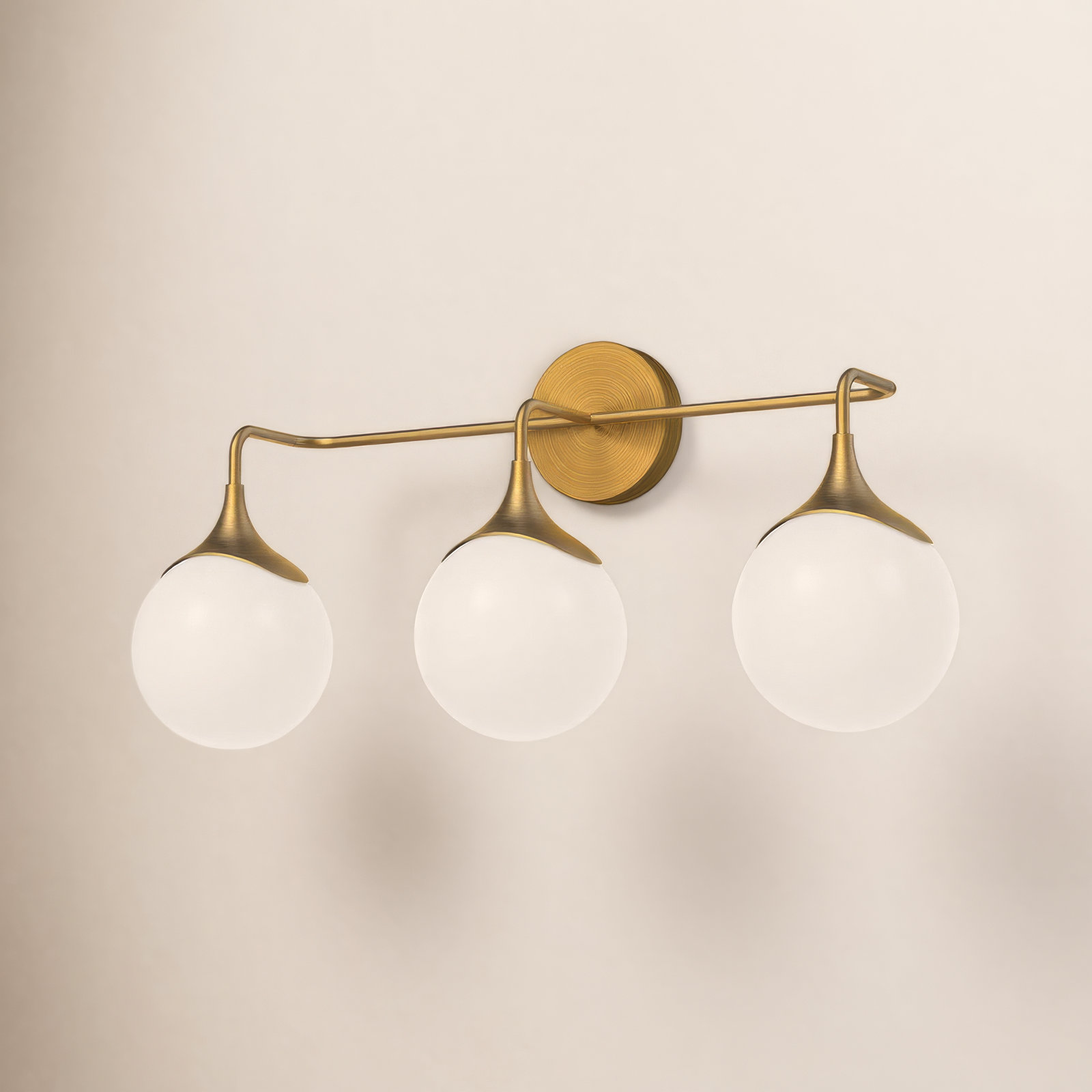 Nedra Frosted Vanity Light, Aged Gold, 3