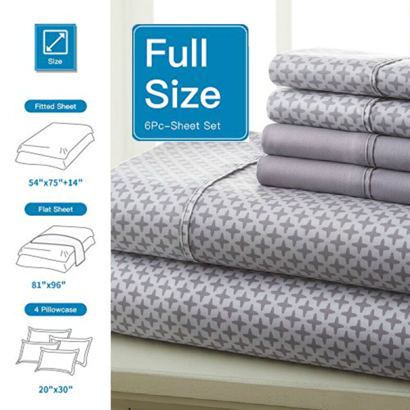 Microfiber Geometric Sheet Set, Full