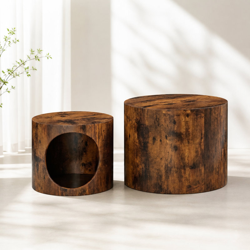 Nesting Coffee and Side Table Set with Dual-Use Pet Design