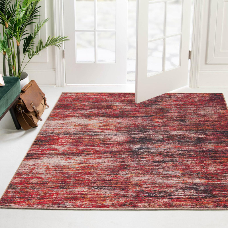 Tapis rouge / gris Montalto, Carré 5 pi