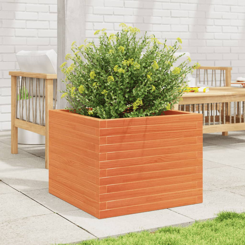 Amiela Planter Box, Wax Brown, 46cm H x 60cm W x 60cm D