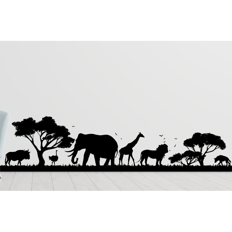 Décalcomanie murale animaux safari, décalcomanie de pétoncles, autocollant de décoration murale Savannah, chambre de bébé Boho, Safari, bordure murale