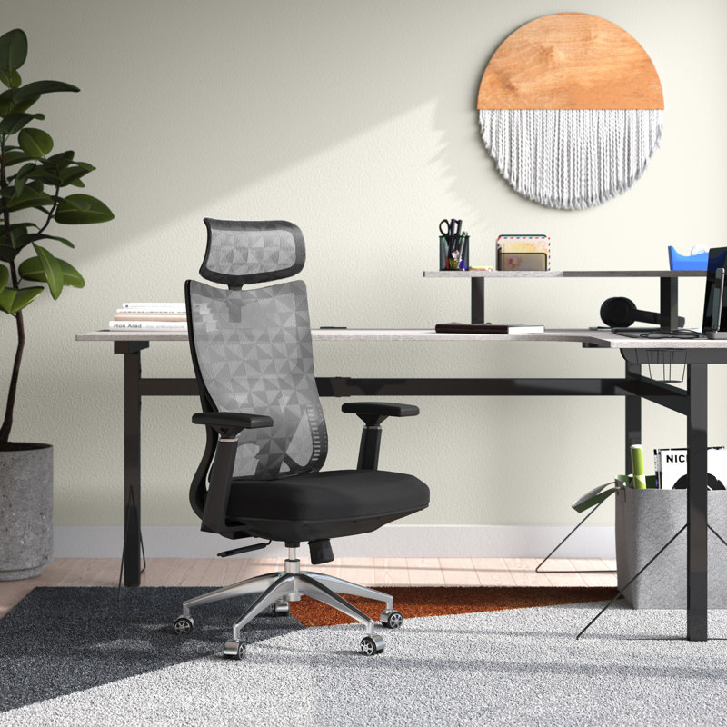 Arunya Mesh Task Chair with Headrest, Gray