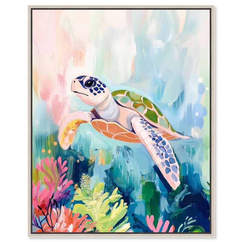 Impression sous-marine «Underwater Wanderer» par Art Remedy, H 21 po x l 17 po, Cadre argenté
