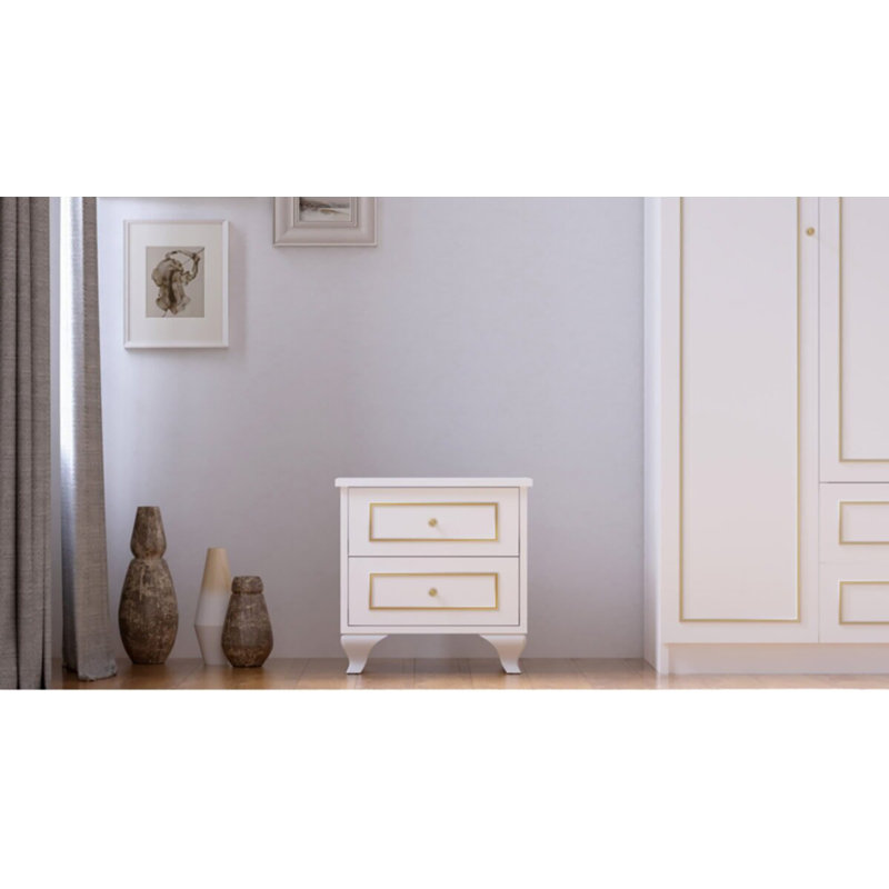 Cassandria 45cm W Manufactured Wood Bedside Table