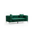 Modern 2-Seat Sofa, Green Polyester Fabric, 77.6 x 27.6 x 35.4 Inches | Beech Wood & Chipboard Frame, Chrome Metal Legs, Includes 2 Pillows, Removable Covers | Comfortable Seating with Fixed Back Cushion, Stylish Design-1945809978