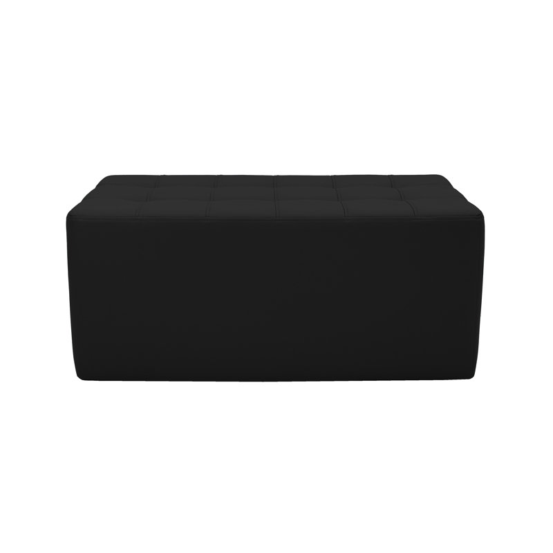 Faux Leather Ottoman, Black Faux Leather