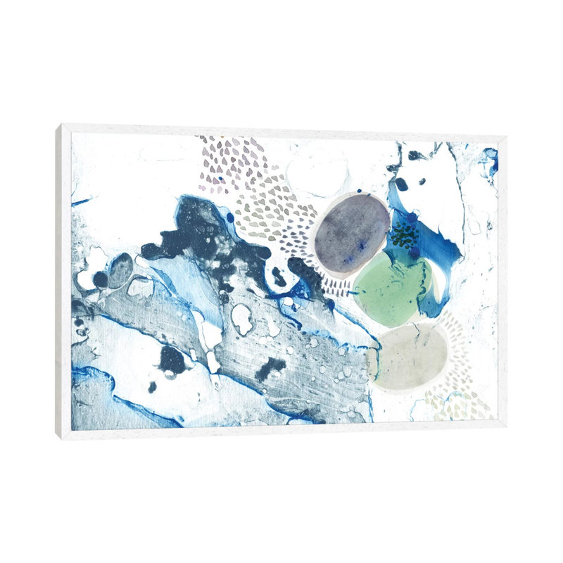 Blue Marble by Sara Franklin - Painting on Canvas, 66.04 cm H x 45.72 cm W, White Floater Framed