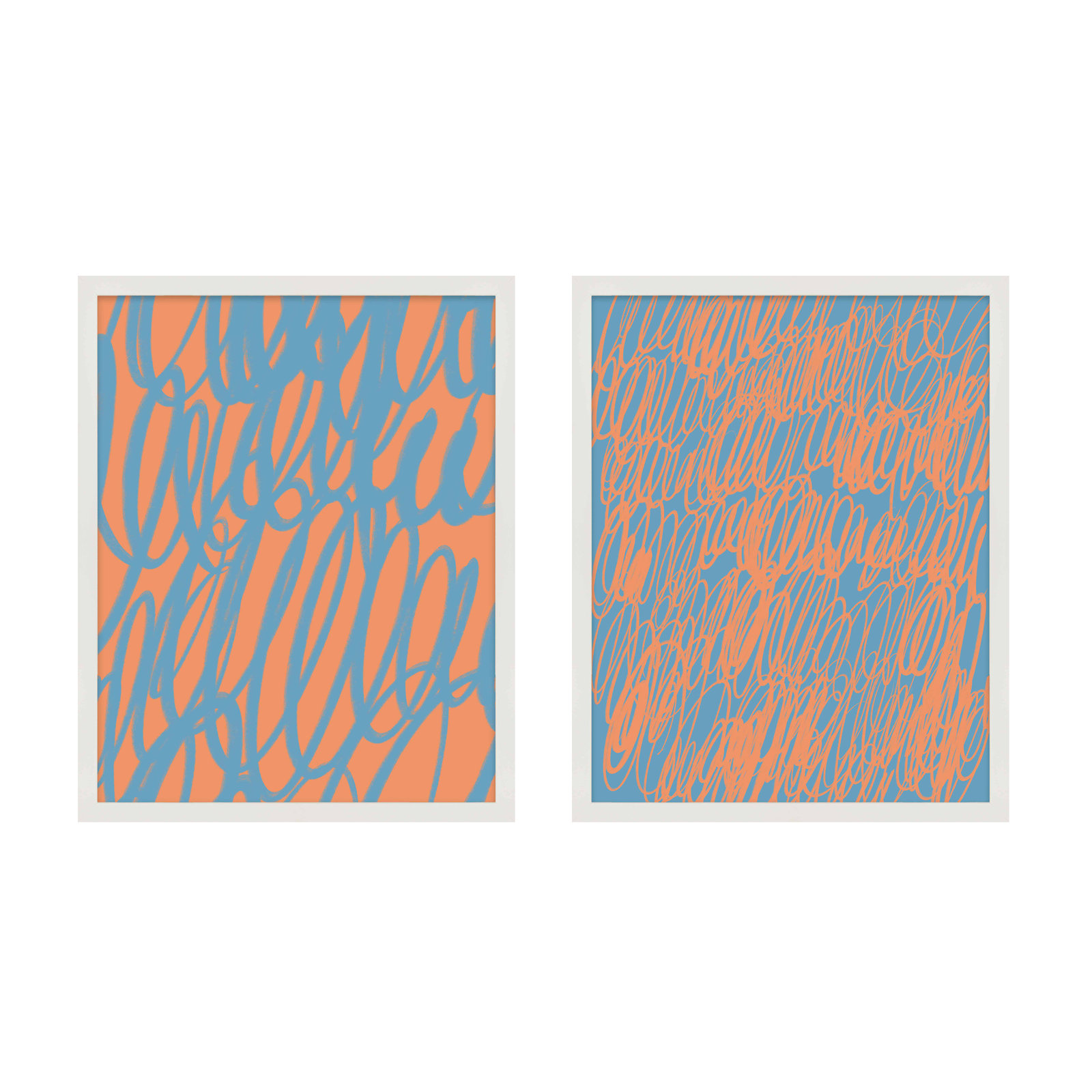 Color Squiggles by Jacques Pilon, 25" H x 40" W x 1.25" D, White Single Structure Framed Paper