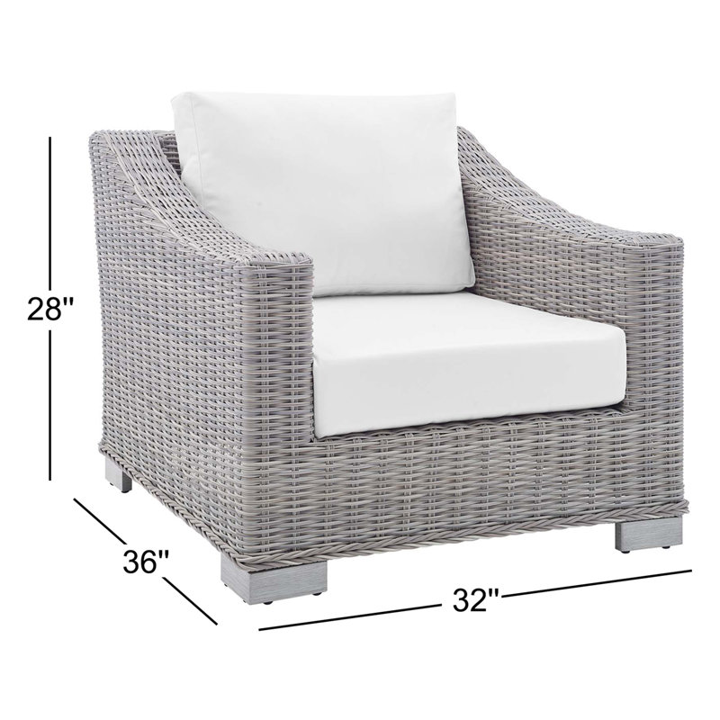 Conway Outdoor Patio Wicker Rattan Armchair, White Sunbrella®