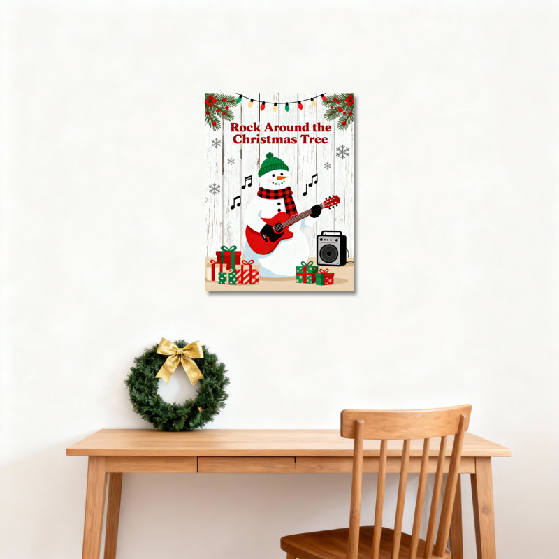 «Snowman», guitare, toile, art mural, H 36 po x l 24 po