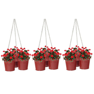 Enameled Galvanized Steel Triple Hanging Planter