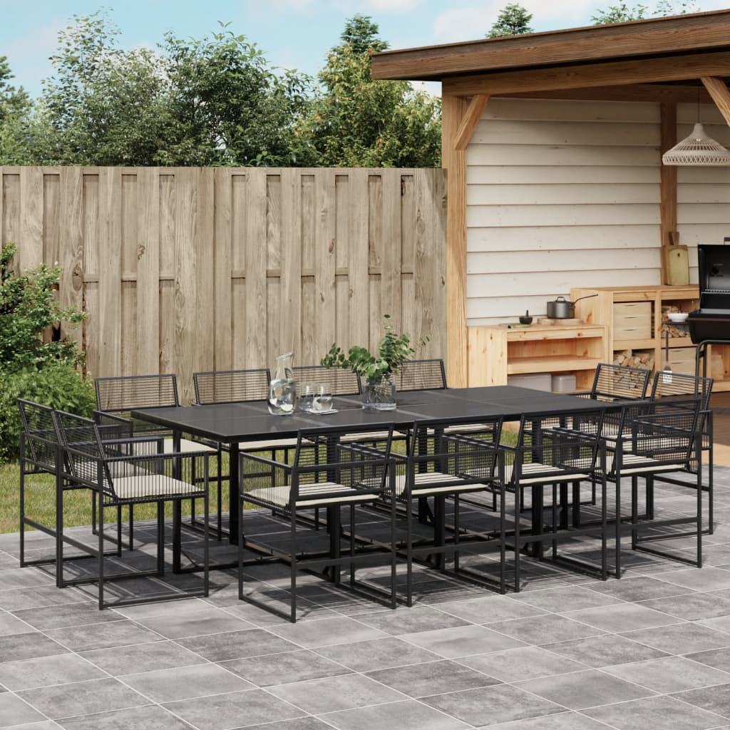 Vidaxl 13-Tlg. Garten-Essgruppe Schwarz Poly Rattan