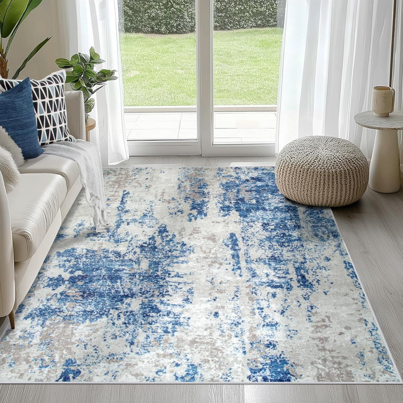 Tapis d'intérieur lavable moderne antidérapant 4 pi x 6 pi 4 po x 6 pi