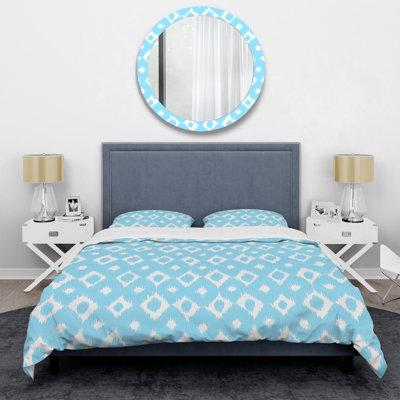 Blue Floral Pattern - Abstract Duvet Cover Set - Microfiber Polyester