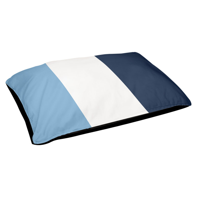 Coussin d'extérieur pour chien Florida Tribe, Très grand (l 50 po x P 40 po x H 7 po), Bleu bébé / blanc / bleu marine